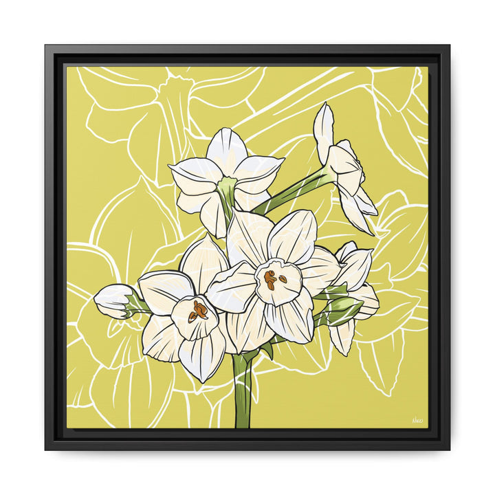 Paperwhite: December Birth Month Flower — Framed Canvas Print Wall Art
