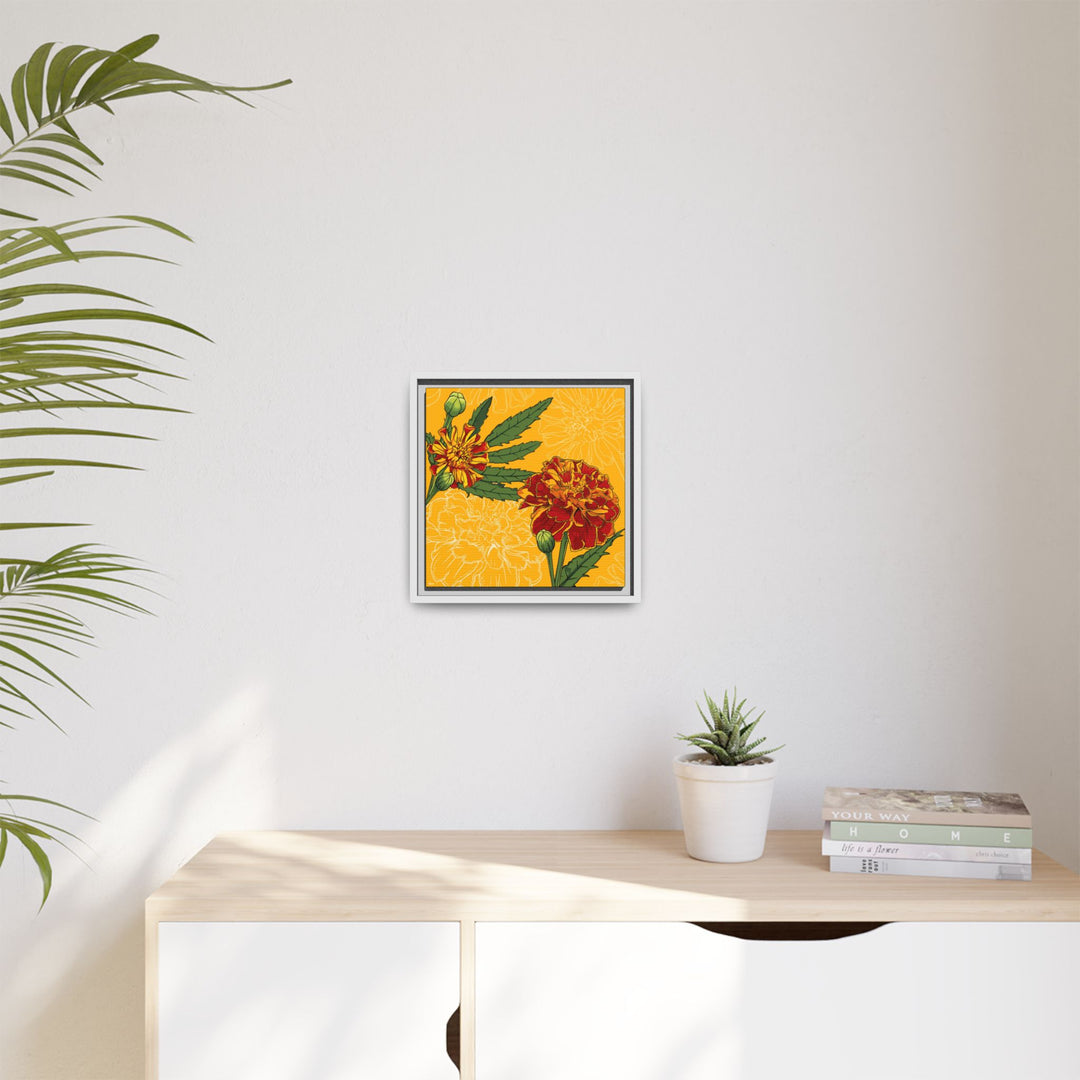 Marigold: October Birth Month Flower — Framed Canvas Print Wall Art