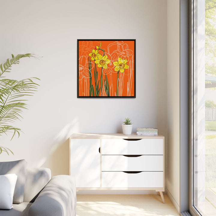 Daffodil: March Birth Month Flower — Framed Canvas Print Wall Art