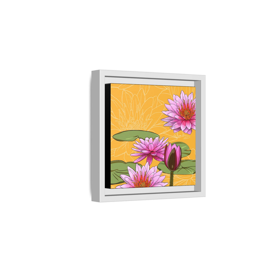 Water Lily: July Birth Month Flower — Framed Canvas Print Wall Art