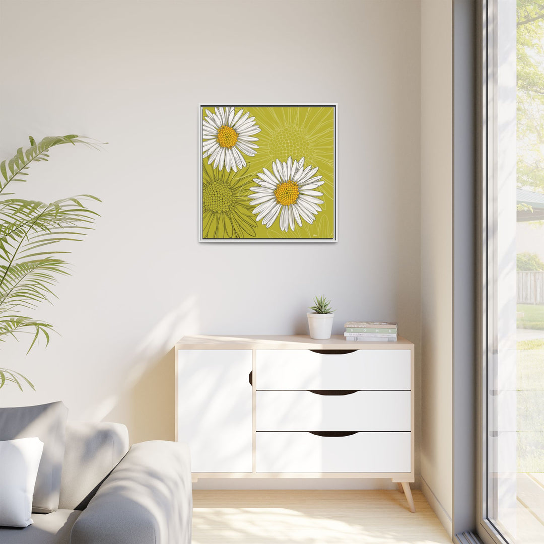 Daisy: April Birth Month Flower — Framed Canvas Print Wall Art