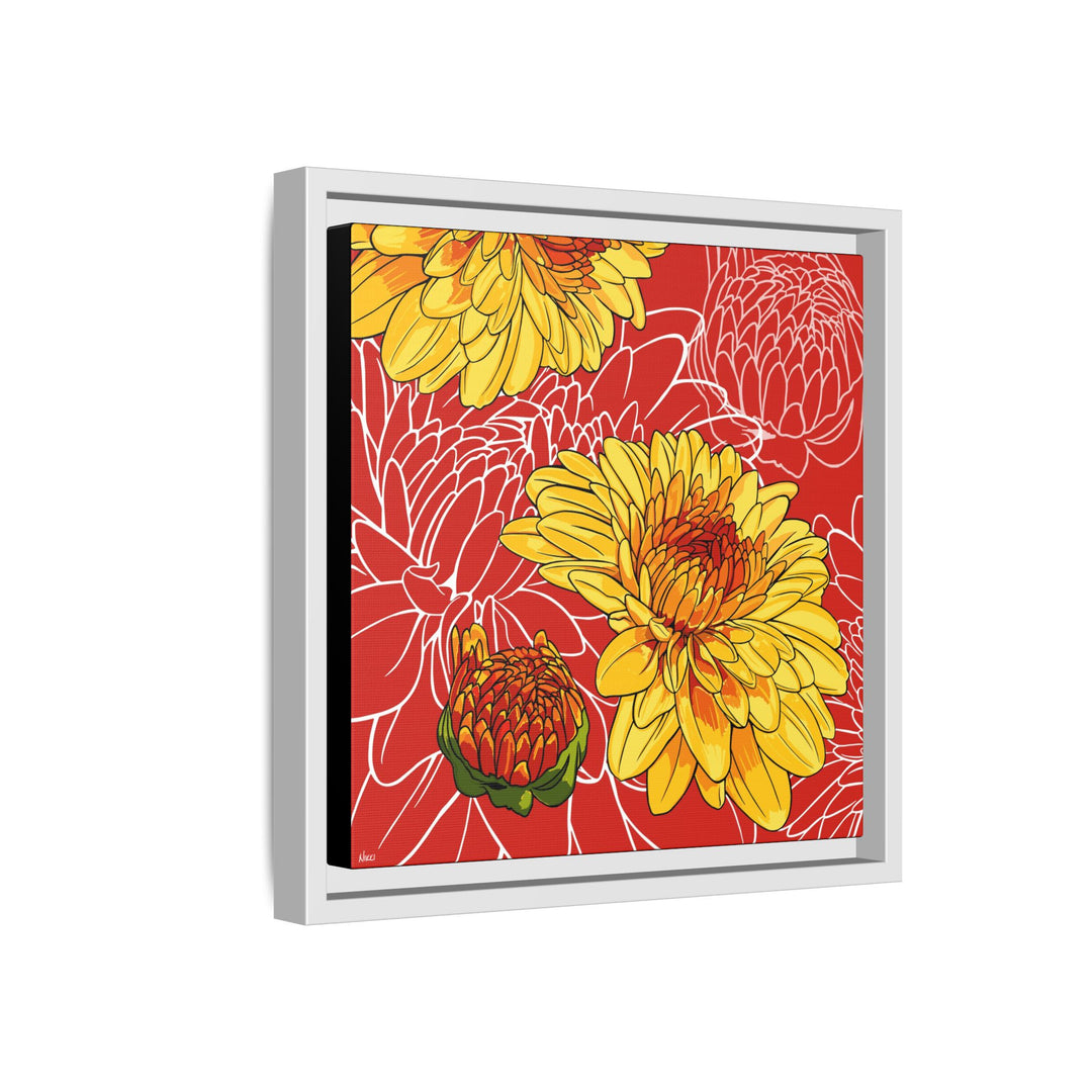 Chrysanthemum: November Birth Month Flower — Framed Canvas Print Wall Art