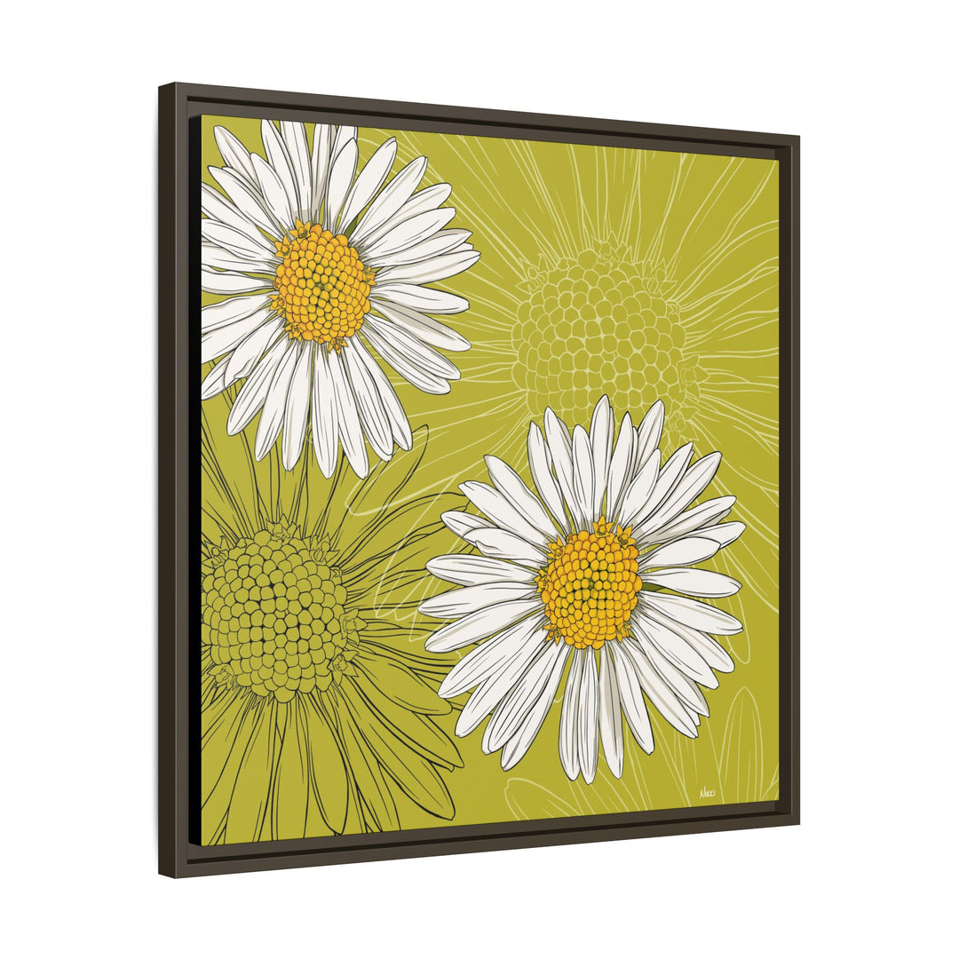 Daisy: April Birth Month Flower — Framed Canvas Print Wall Art