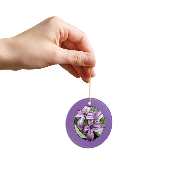 Lilac Floral Ceramic Ornament — Double-Sided