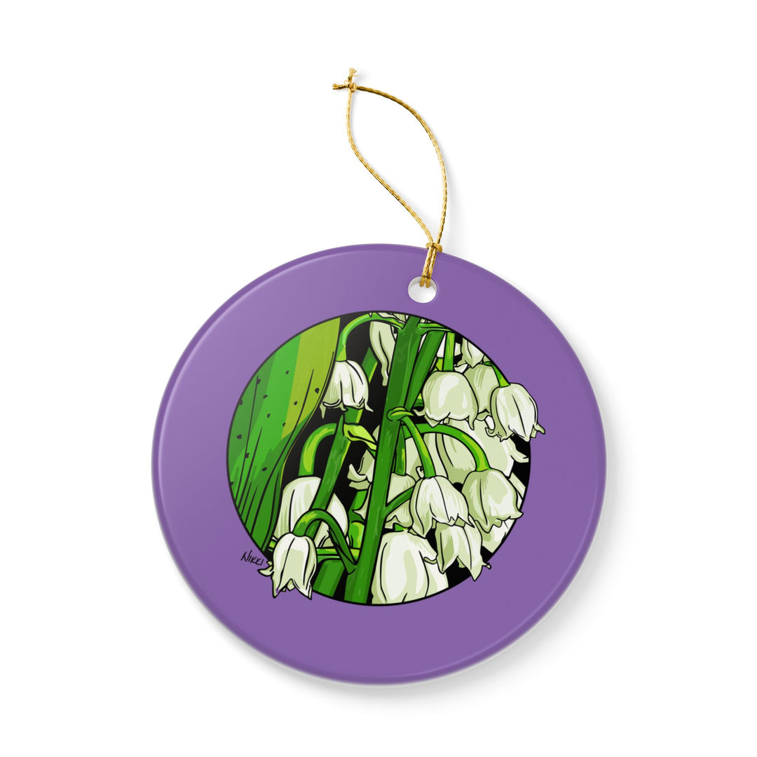 Lily of the Valley Ceramic Ornament — Double-Sided Floral Holiday Decoration