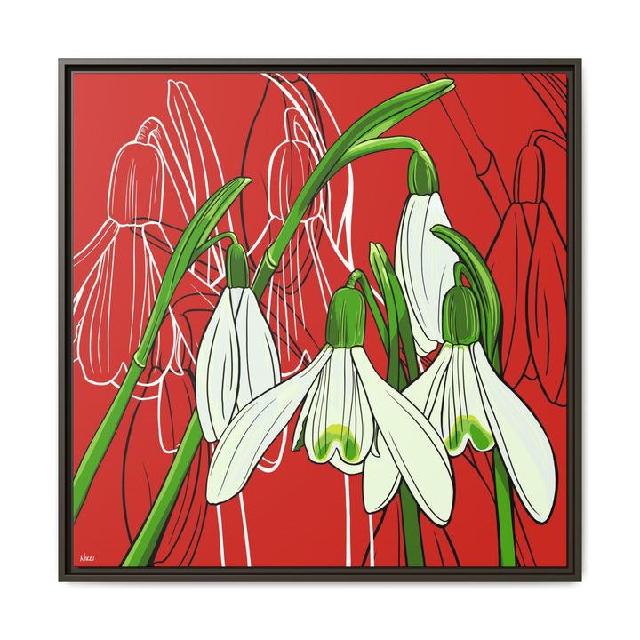 Snowdrop: January Birth Month Flower — Framed Canvas Print Wall Art