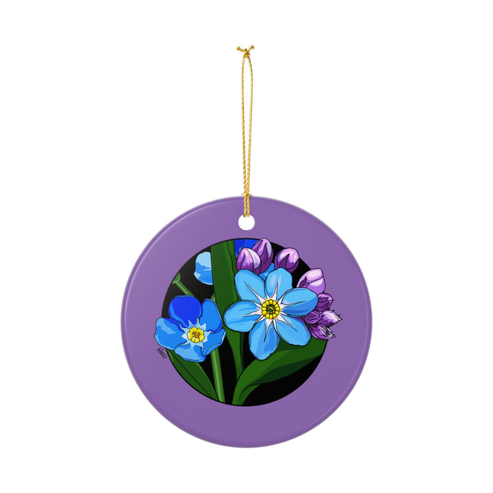 Forget-Me-Not Ceramic Ornament — Double-Sided Floral Holiday Decor