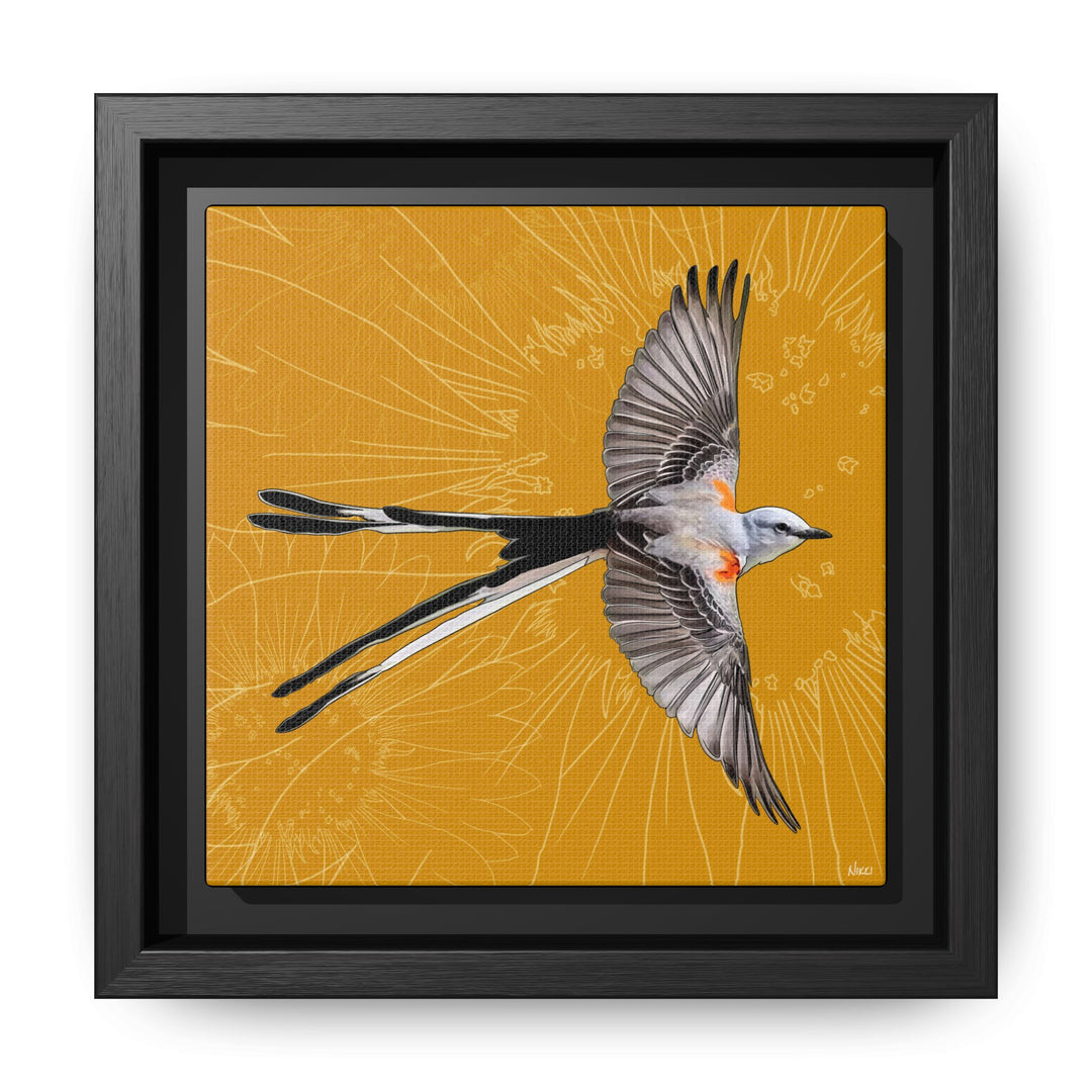 Scissor Tailed Flycatcher: Oklahoma State Bird — Framed Canvas Print Wall Art