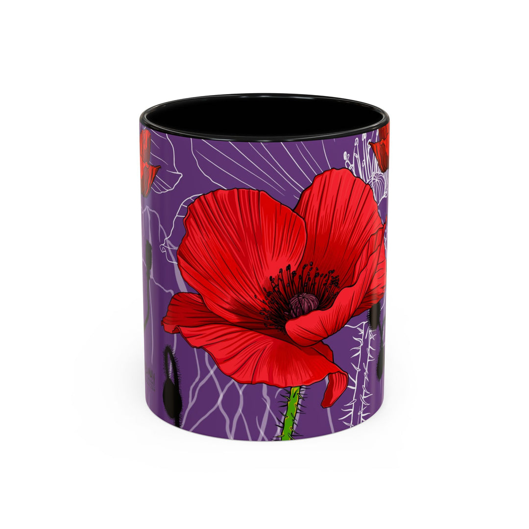 Poppy Ceramic Coffee Mug — August Birth Month Flower