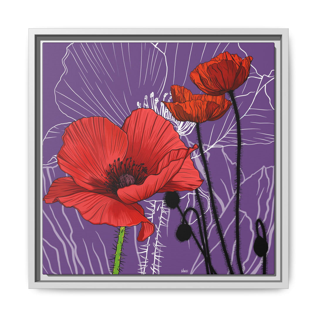 Poppy: August Birth Month Flower — Framed Canvas Print Wall Art