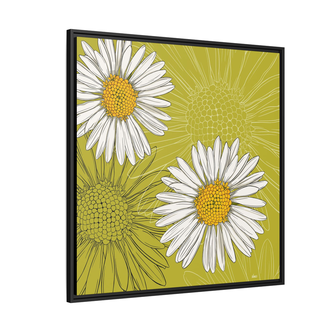 Daisy: April Birth Month Flower — Framed Canvas Print Wall Art