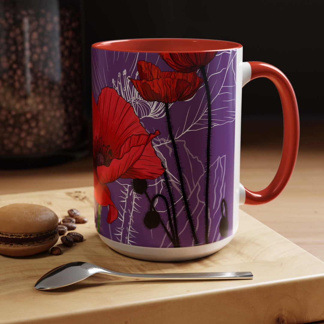 Poppy Ceramic Coffee Mug — August Birth Month Flower