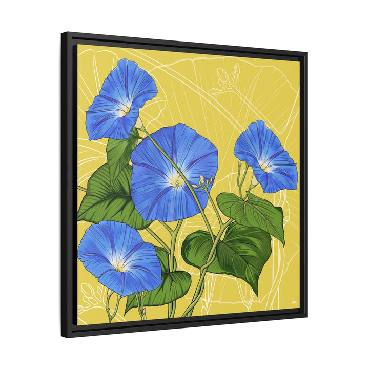 Blue Morning Glory: September Birth Month Flower — Framed Canvas Print Wall Art