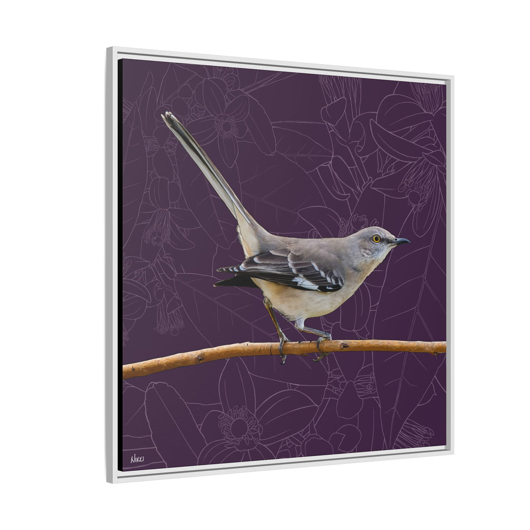 Northern Mockingbird: Florida State Bird — Framed Canvas Print Wall Art