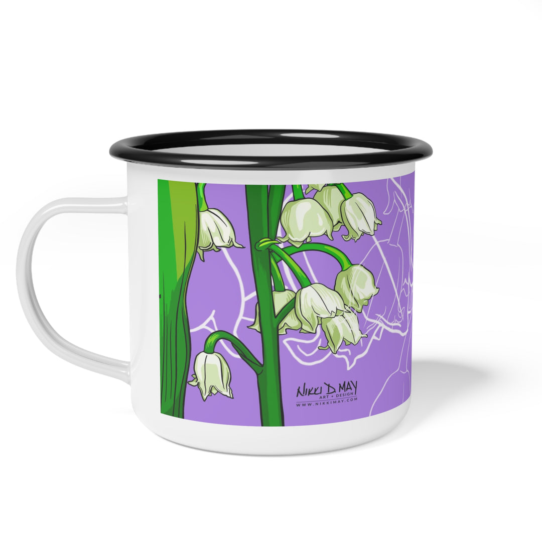 Lily of the Valley Enamel Camp Cup — May Birth Month Flower
