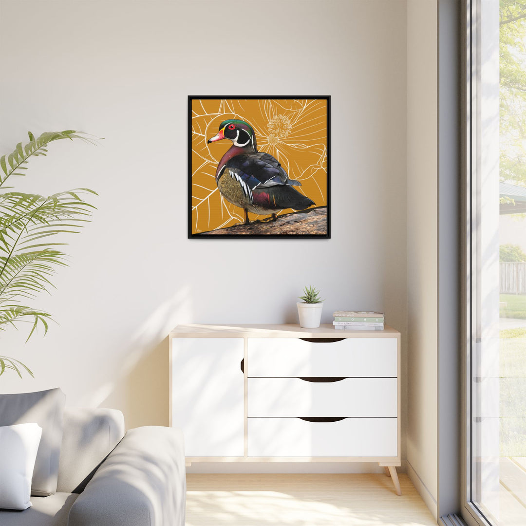 Wood Duck: Mississippi State Bird — Framed Canvas Print Wall Art