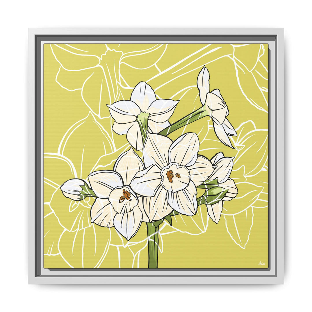 Paperwhite: December Birth Month Flower — Framed Canvas Print Wall Art