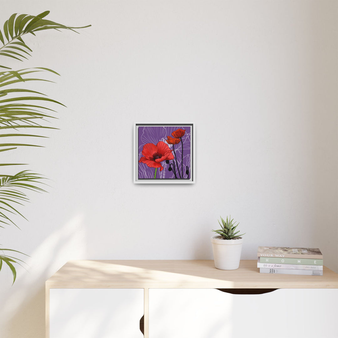 Poppy: August Birth Month Flower — Framed Canvas Print Wall Art