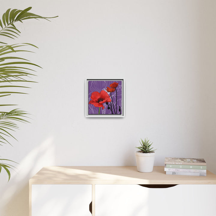 Poppy: August Birth Month Flower — Framed Canvas Print Wall Art