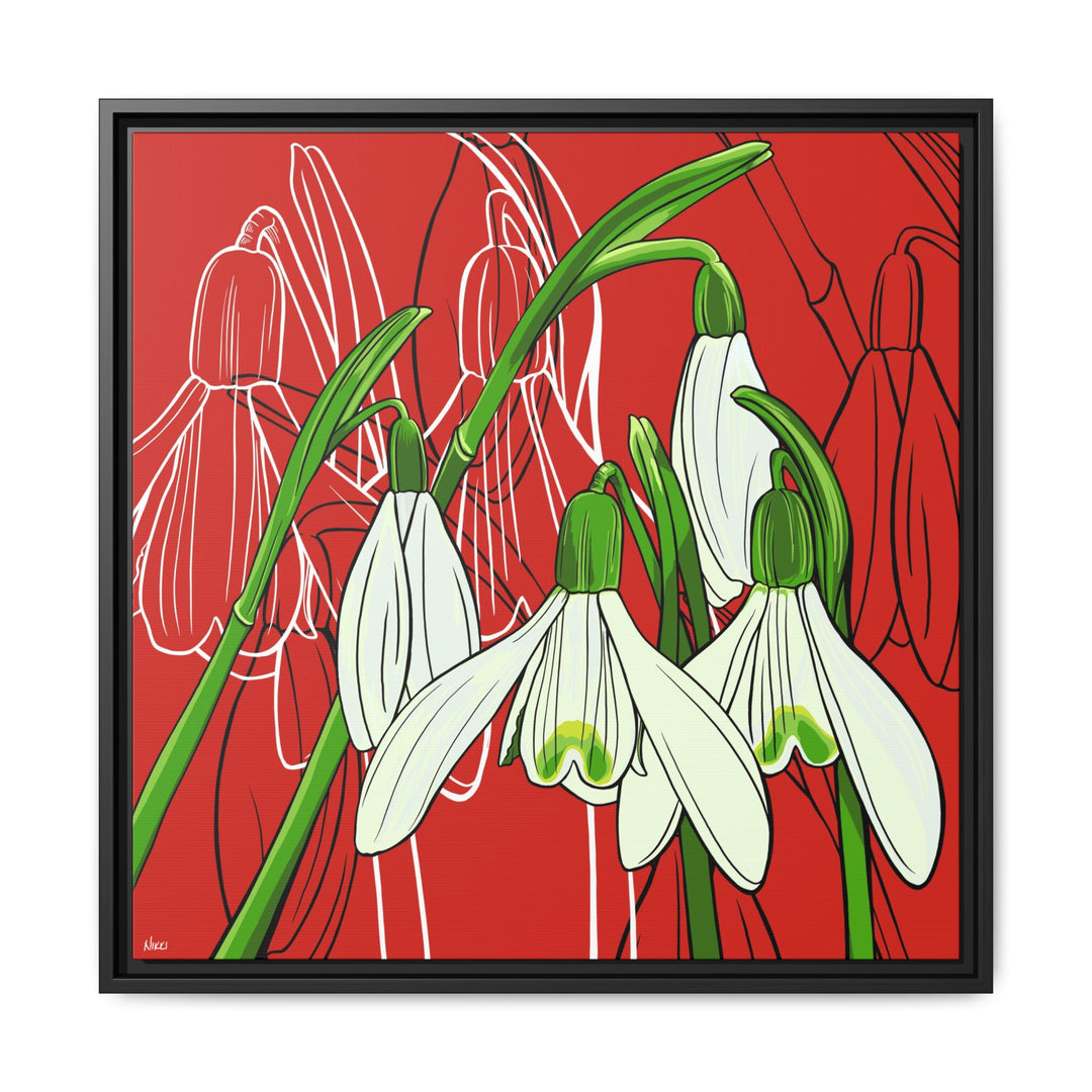 Snowdrop: January Birth Month Flower — Framed Canvas Print Wall Art