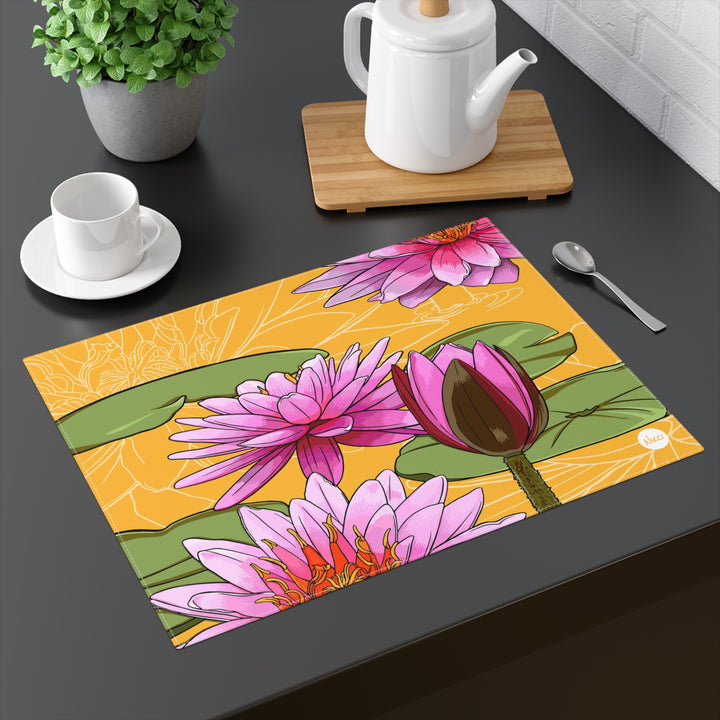 Water Lily Cotton Twill Placemat — July Birth Month Flower