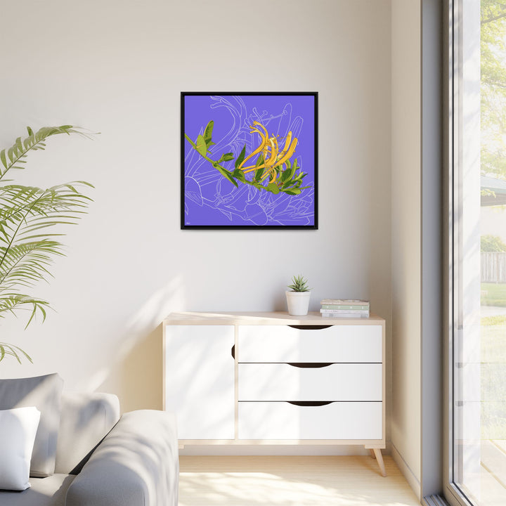 Honeysuckle: June Birth Month Flower — Framed Canvas Print Wall Art