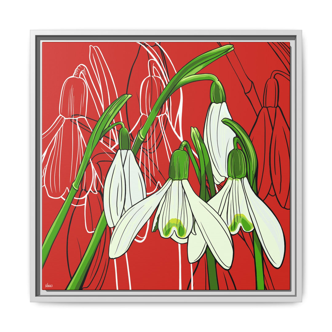 Snowdrop: January Birth Month Flower — Framed Canvas Print Wall Art