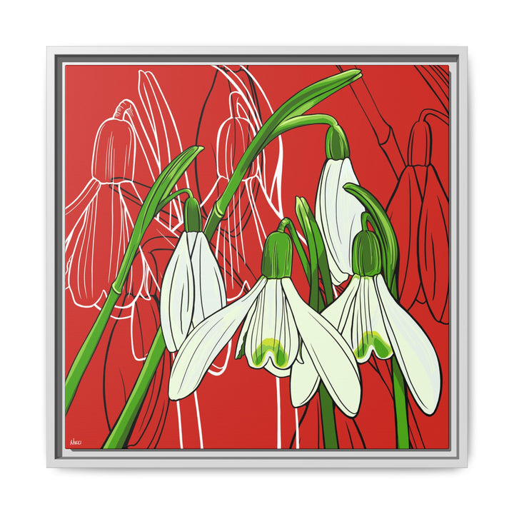 Snowdrop: January Birth Month Flower — Framed Canvas Print Wall Art