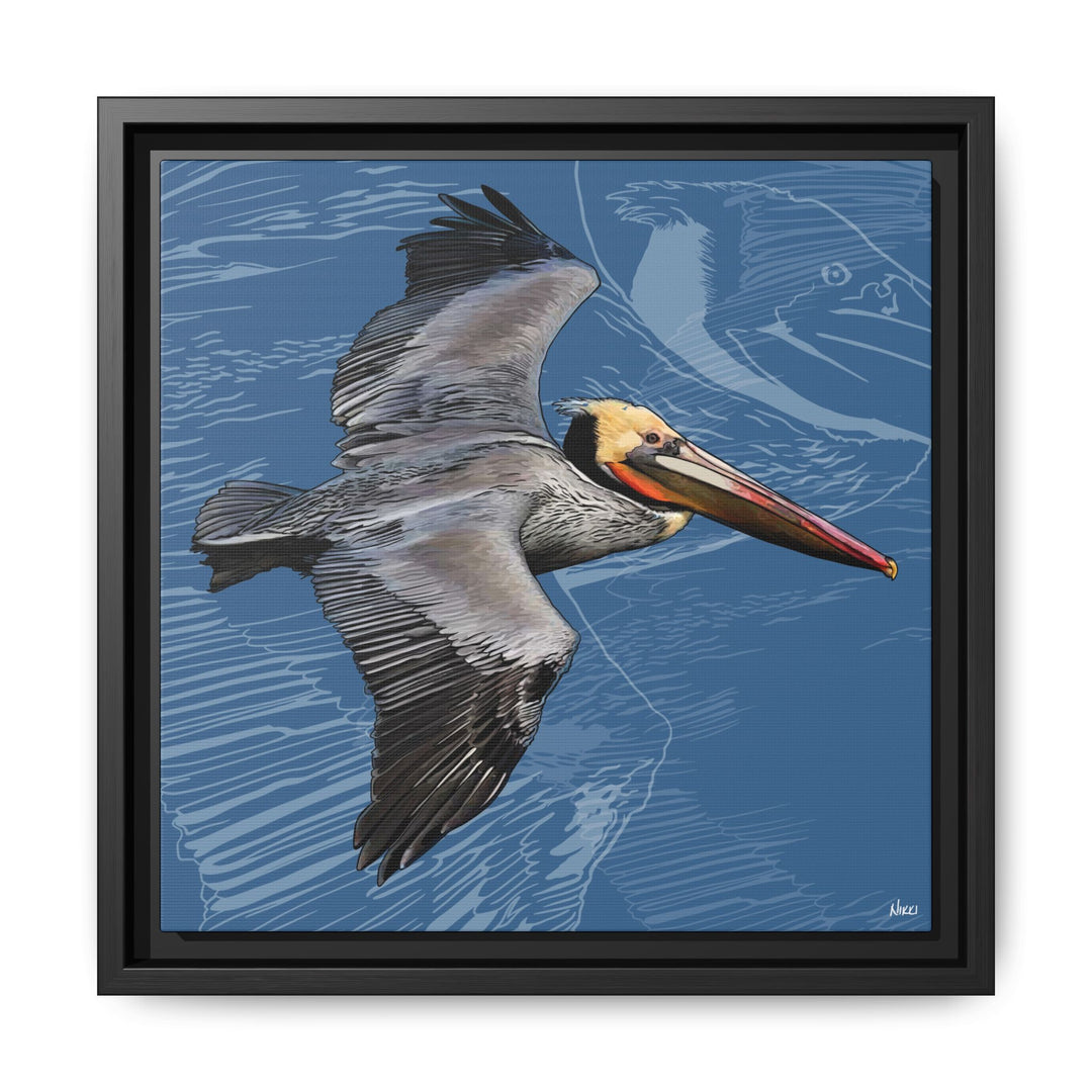 Brown Pelican: Louisiana State Bird  —  Framed Canvas Print