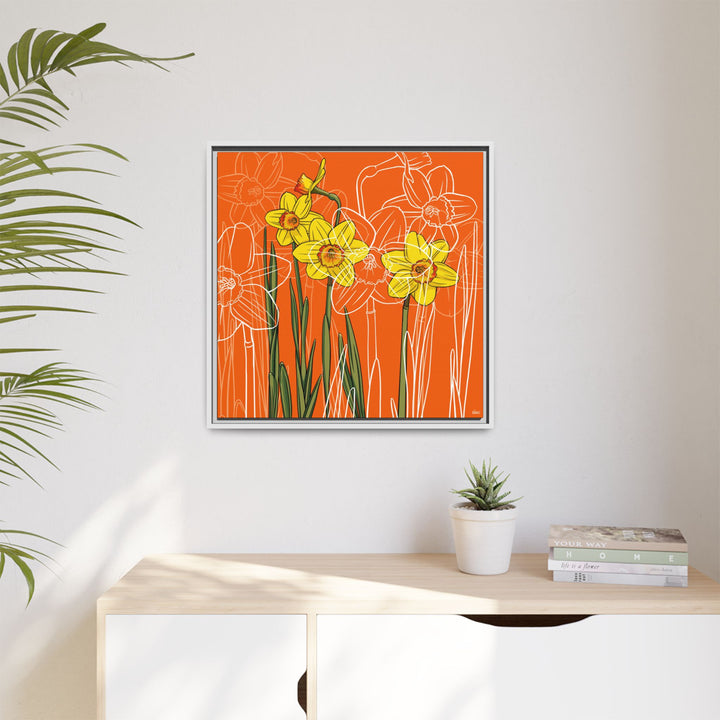 Daffodil: March Birth Month Flower — Framed Canvas Print Wall Art
