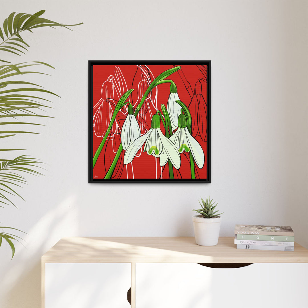 Snowdrop: January Birth Month Flower — Framed Canvas Print Wall Art