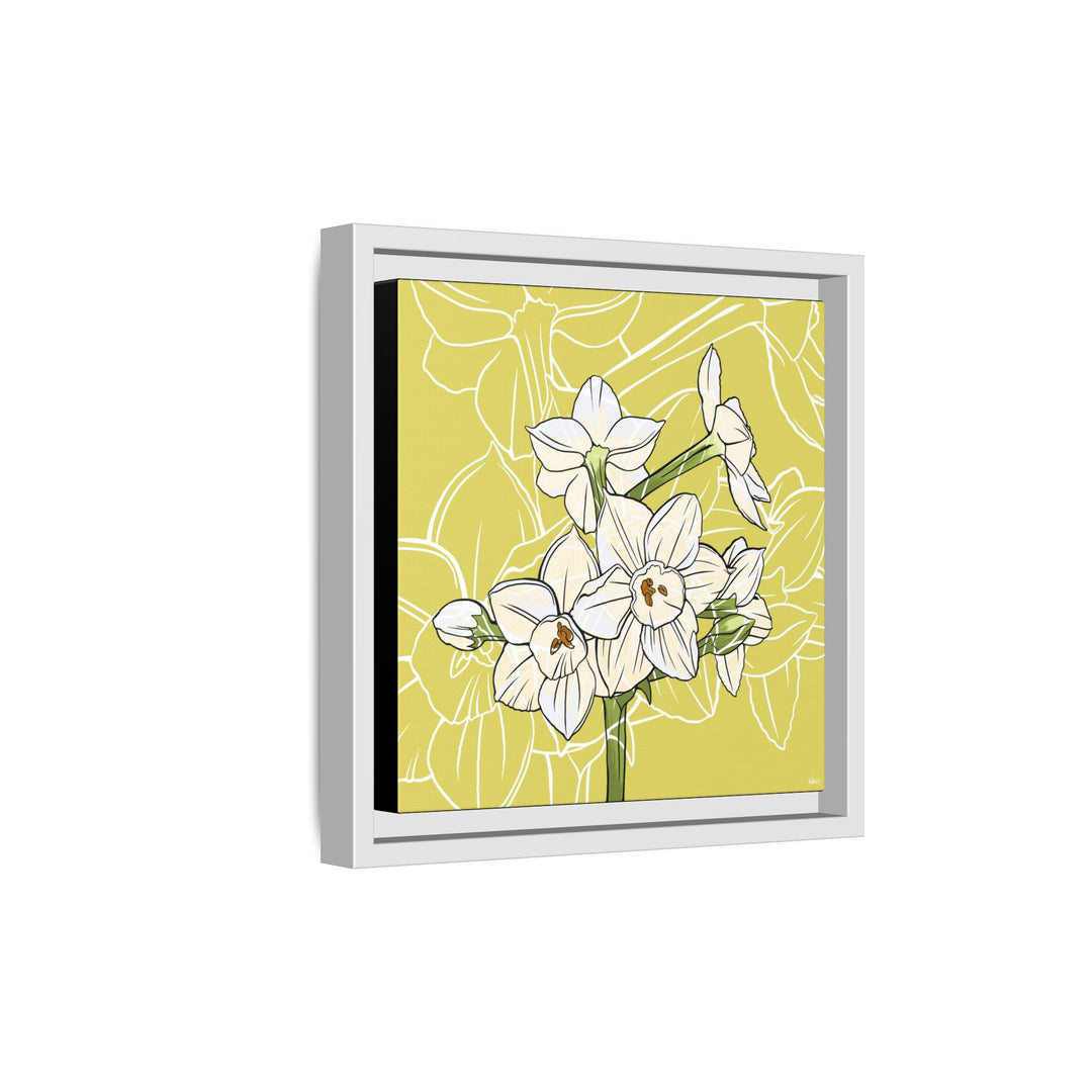 Paperwhite: December Birth Month Flower — Framed Canvas Print Wall Art