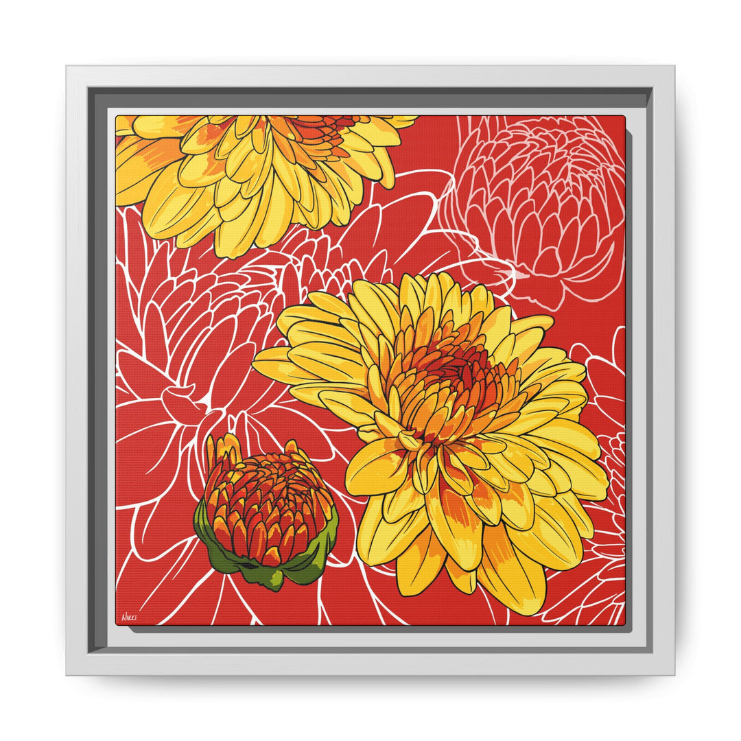 Chrysanthemum: November Birth Month Flower — Framed Canvas Print Wall Art