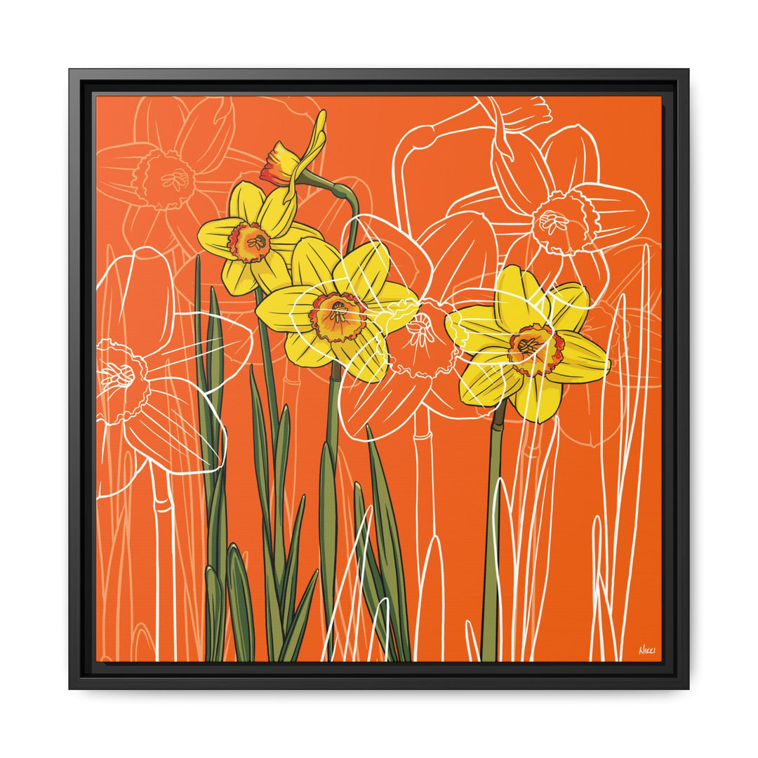 Daffodil: March Birth Month Flower — Framed Canvas Print Wall Art
