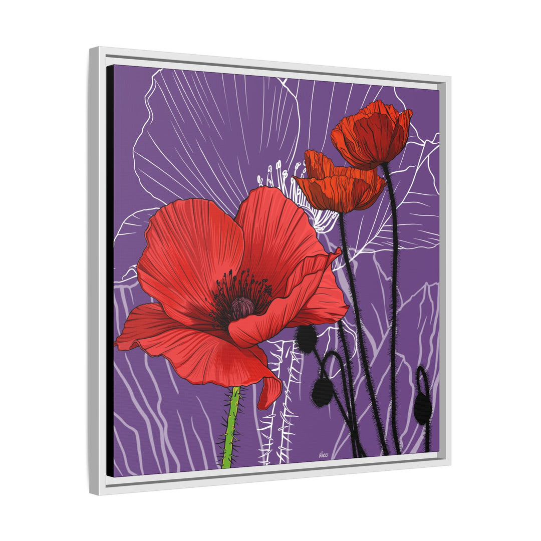 Poppy: August Birth Month Flower — Framed Canvas Print Wall Art