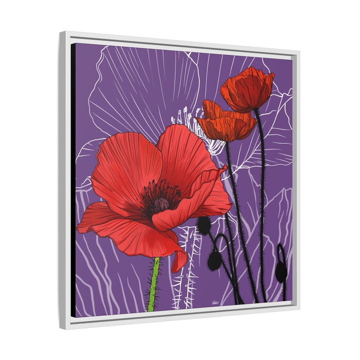 Poppy: August Birth Month Flower — Framed Canvas Print Wall Art