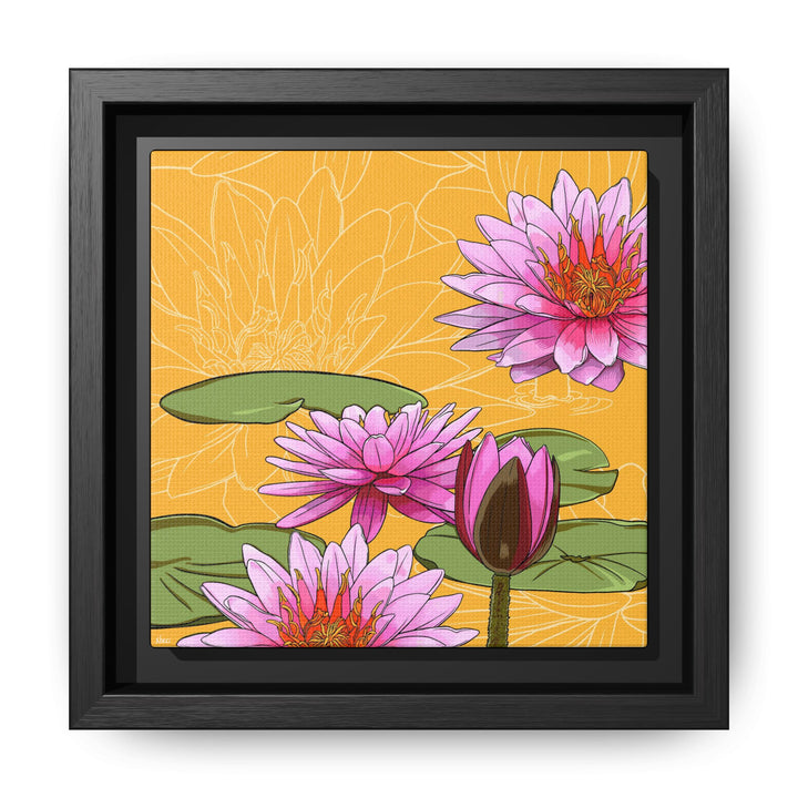 Water Lily: July Birth Month Flower — Framed Canvas Print Wall Art