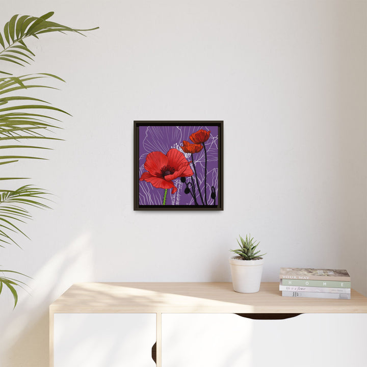 Poppy: August Birth Month Flower — Framed Canvas Print Wall Art