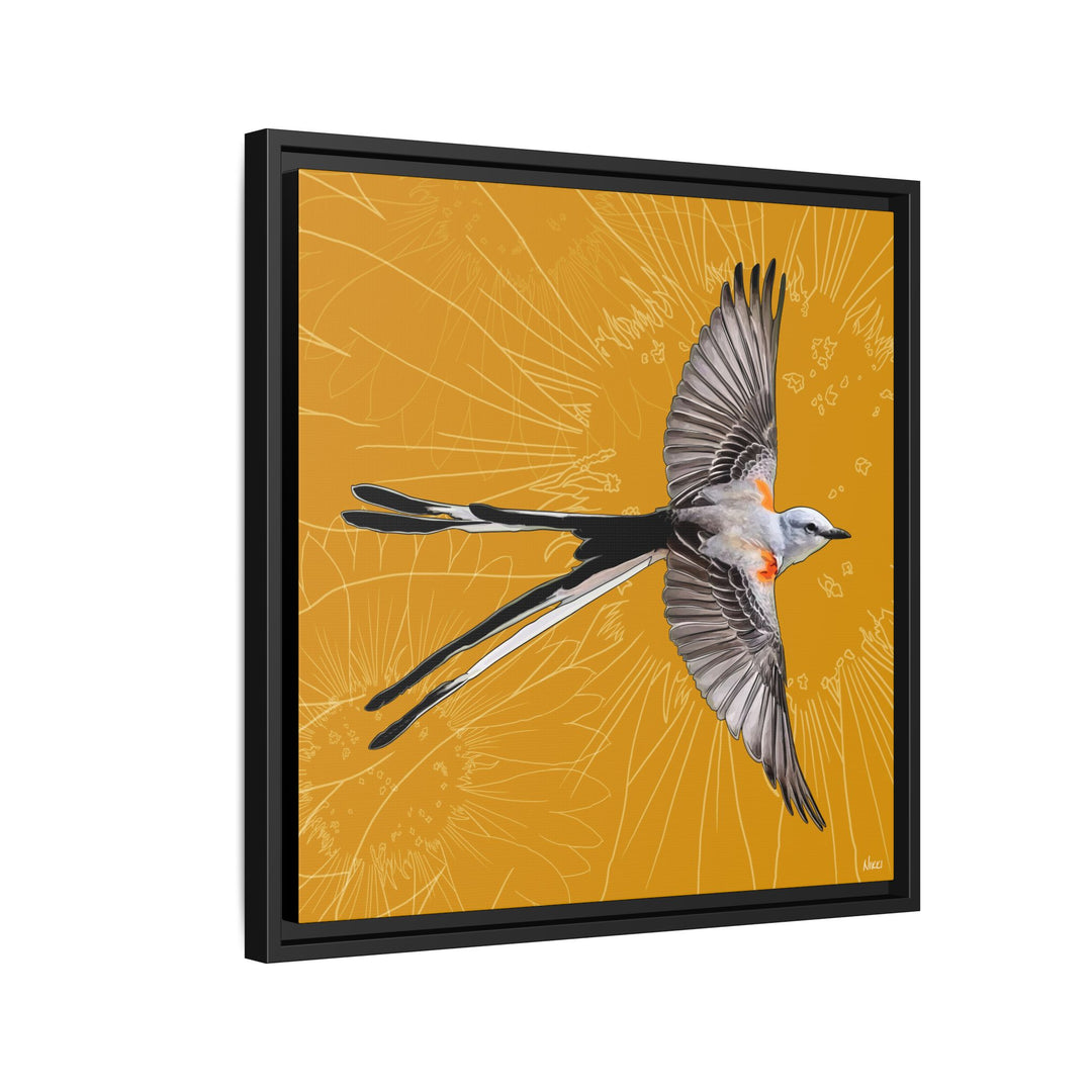 Scissor Tailed Flycatcher: Oklahoma State Bird — Framed Canvas Print Wall Art