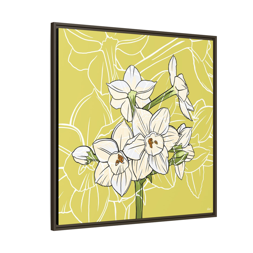 Paperwhite: December Birth Month Flower — Framed Canvas Print Wall Art