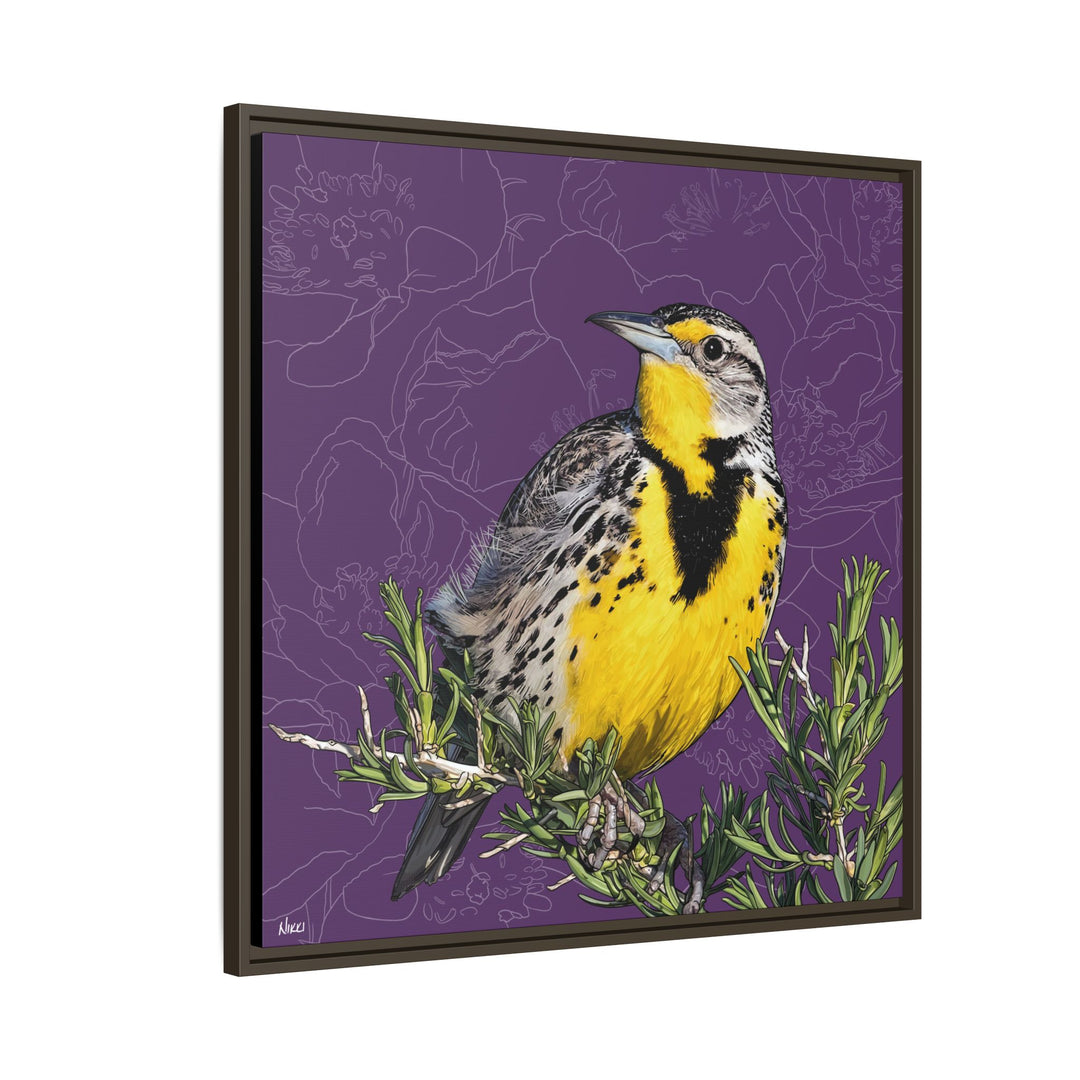 Western Meadowlark: North Dakota State Bird — Framed Canvas Print