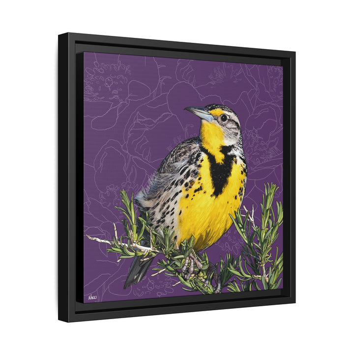 Western Meadowlark: North Dakota State Bird — Framed Canvas Print