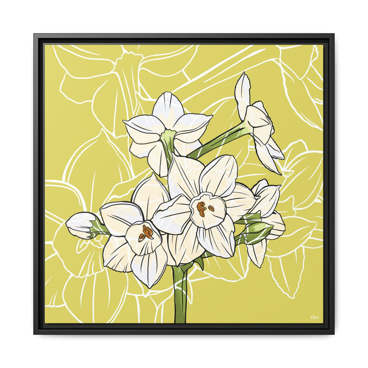 Paperwhite: December Birth Month Flower — Framed Canvas Print Wall Art
