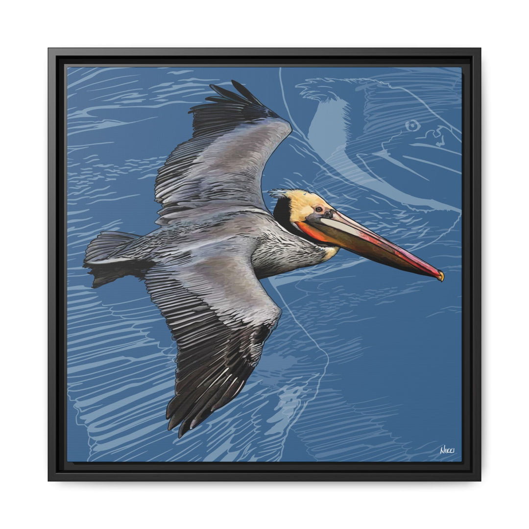 Brown Pelican: Louisiana State Bird  —  Framed Canvas Print