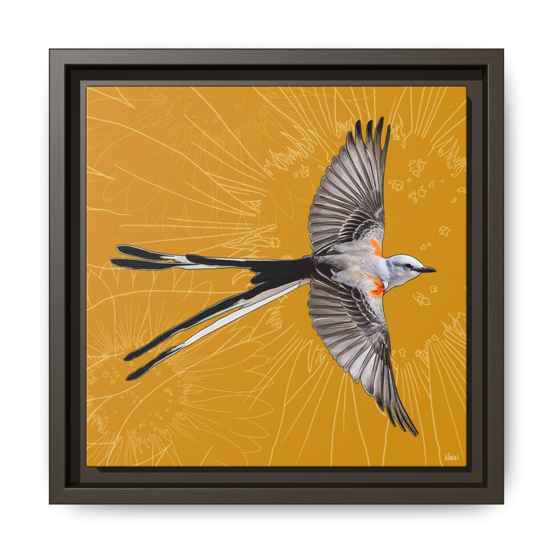 Scissor Tailed Flycatcher: Oklahoma State Bird — Framed Canvas Print Wall Art