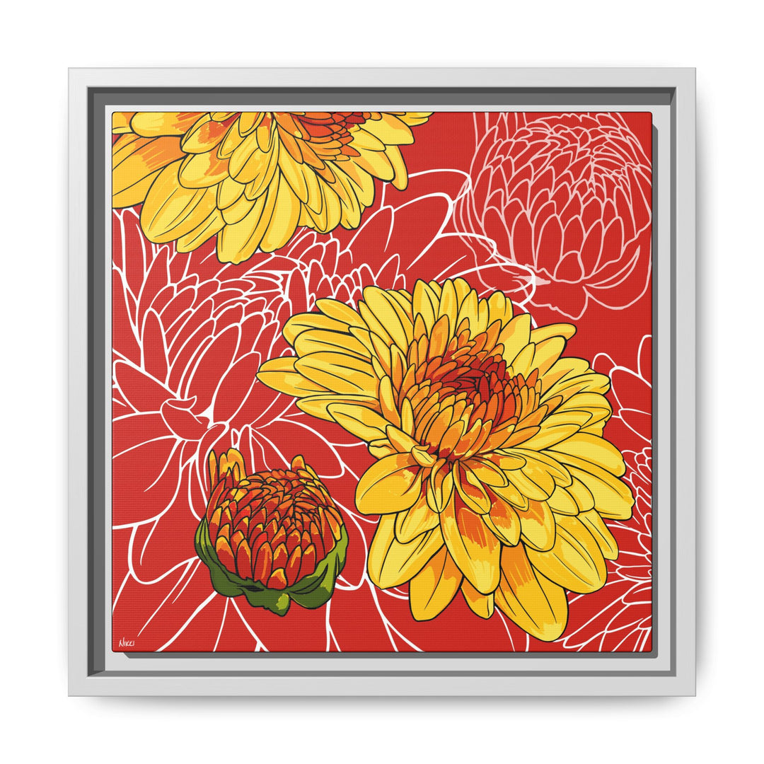 Chrysanthemum: November Birth Month Flower — Framed Canvas Print Wall Art