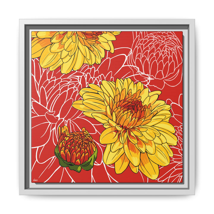 Chrysanthemum: November Birth Month Flower — Framed Canvas Print Wall Art