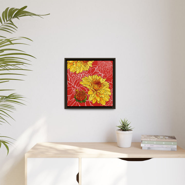 Chrysanthemum: November Birth Month Flower — Framed Canvas Print Wall Art