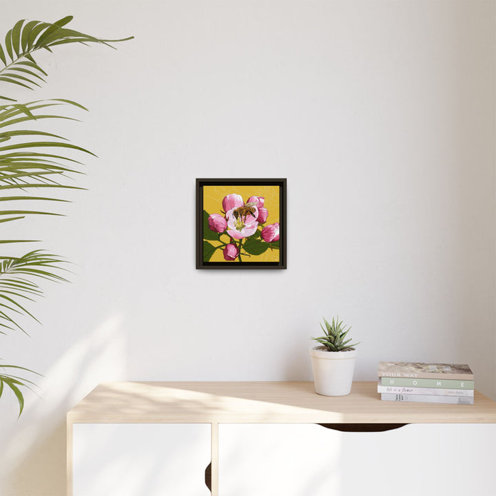 Apple Blossom & Honeybee Framed Canvas — Arkansas State Flower Wall Art