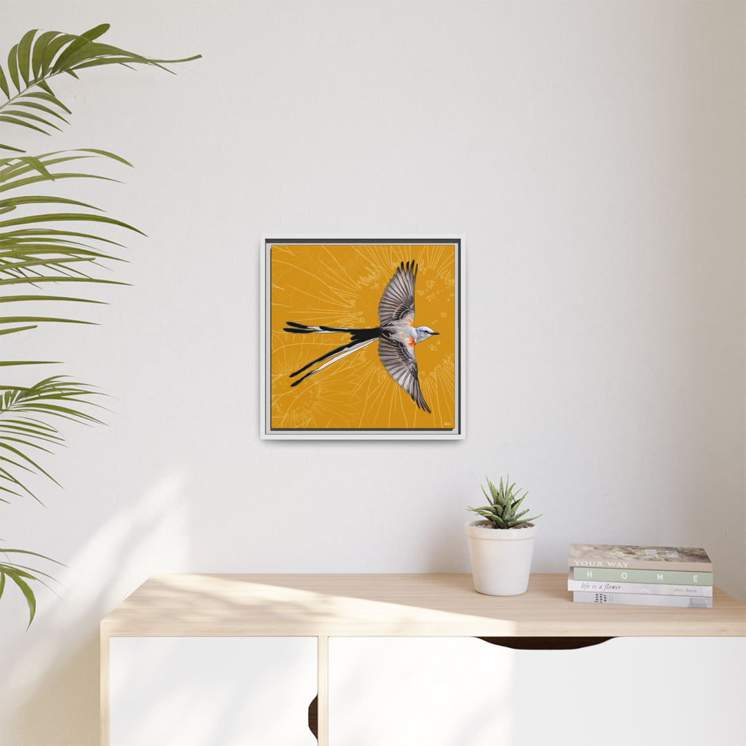 Scissor Tailed Flycatcher: Oklahoma State Bird — Framed Canvas Print Wall Art